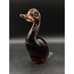 Alfredo Barbini Style Murano Art Glass Italy Duck Controlled Bubbles Vintage